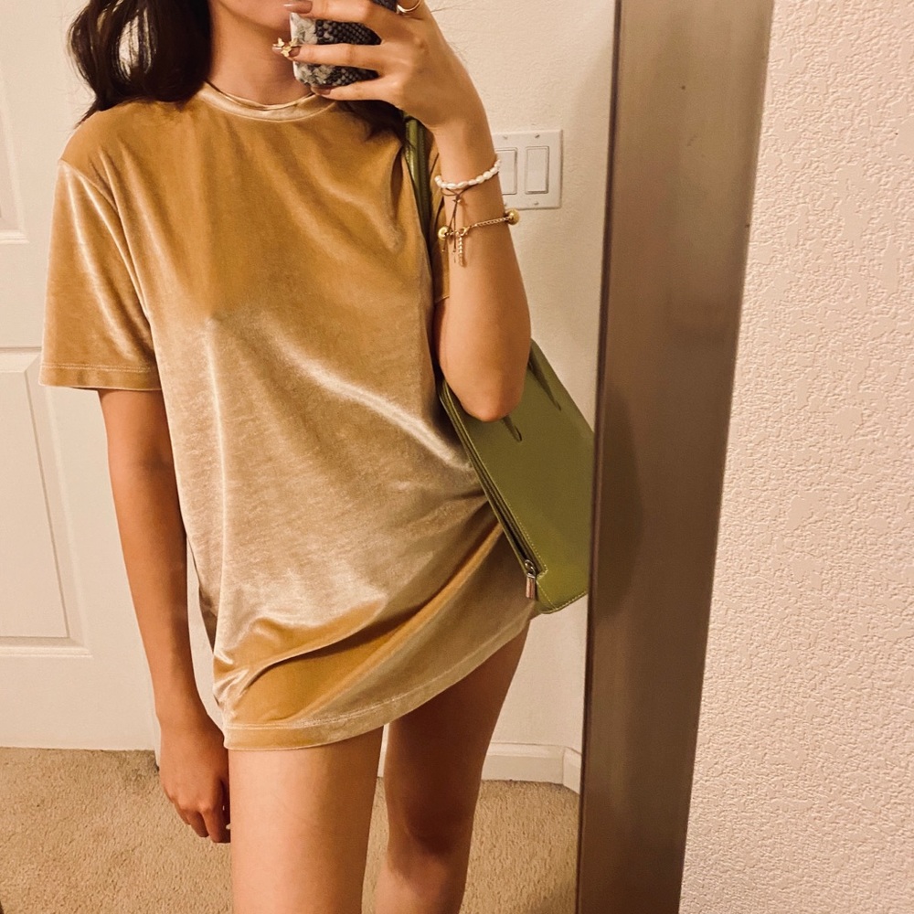 ASOS Champagne Velvet Top S
